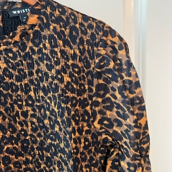 WHISTLES Classic Leopard Shirred Dress NWT - Picture 9 of 16